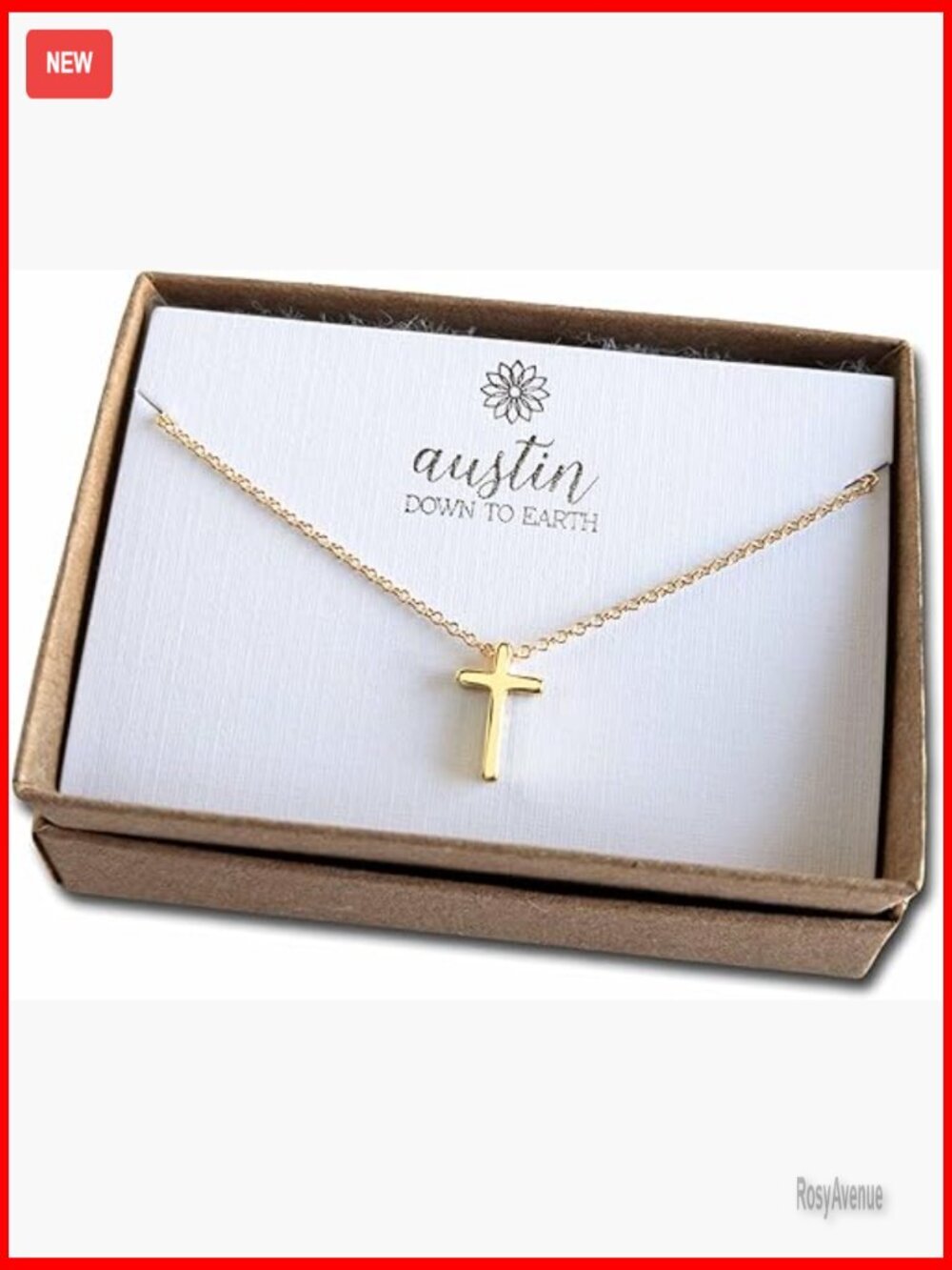 14k Gold Filled Cross Necklace, Adjustable Chain, Christian Gift
